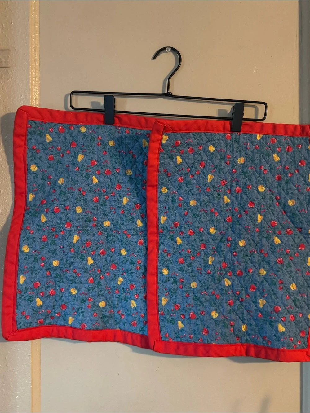 VintageQuilted Placemat Pair Fruit Themed Grannycore Country Cottagecore